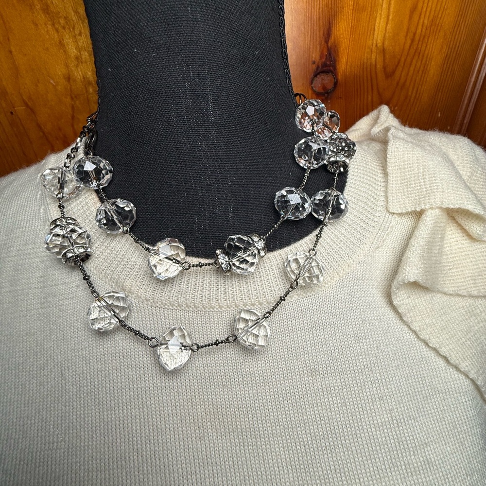 Source Unknown Silver and‎ Clear Gem Necklace